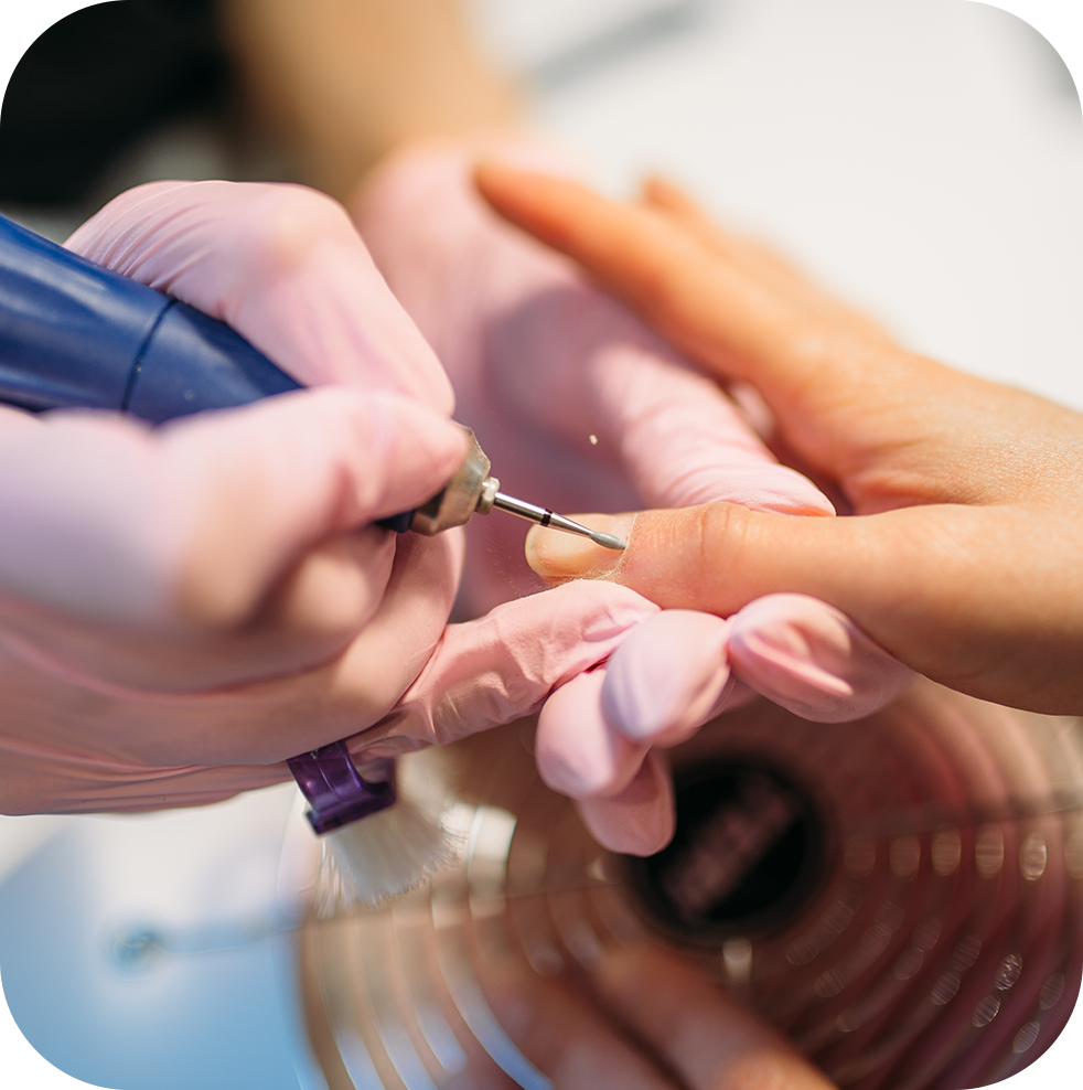Client receiving a manicure